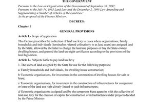Decree of Government No. 38/2000/ND-CP of August 23, 2000 on the collection of land use levy