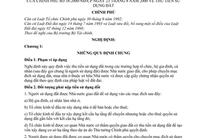 Nghị định 38/2000/NĐ-CP về thu tiền sử dụng đất