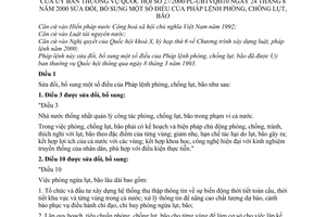 Pháp lệnh Phòng, chống lụt, bão 2000 sửa đổi 27/2000/PL-UBTVQH10