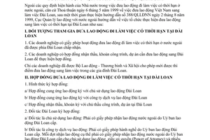 Hướng dẫn 360/QLLĐNN-TTLĐ đưa lao động Việt Nam sang làm việc tại Đài Loan