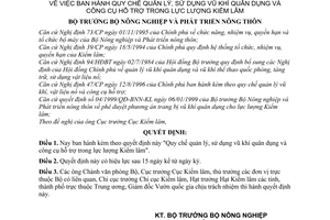 Quyết định 94/2000/QĐ-BNN-KL quy chế quản lý, sử dụng vũ khí quân dụng và công cụ hỗ trợ trong lực lượng Kiểm lâm