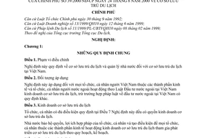 Nghị định 39/2000/NĐ-CP cơ sở lưu trú du lịch
