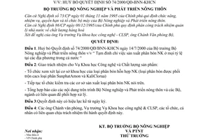 Quyết định 95/2000/QĐ-BNN-KHCN hủy bỏ Quyết định 74/2000/QĐ-BNN-KHCN