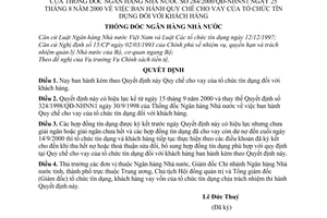 Quyết định 284/2000/QĐ-NHNN1 Quy chế cho vay tổ chức tín dụng với khách hàng