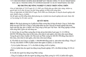 Quyết định 31/2000/QĐ-BNN-TCCB chuyển Phân xưởng Bao bì hộp sắt thuộc Công ty Xuất nhập khẩu rau quả I thành Công ty cổ phần Bao bì XNK Hà Nội