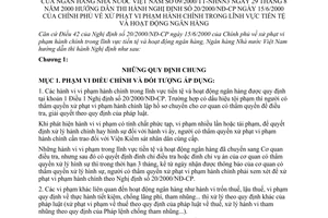 Thông tư 09/2000/TT-NHNN3 xử phạt vi phạm hành chính trong lĩnh vực tiền tệ và hoạt động ngân hàng để hướng dẫn NĐ 20/2000/NĐ-CP