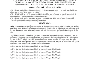 Quyết định 289/2000/QĐ-NHNN7 sửa đổi Quyết định 65/1999/QĐ-NHNN7