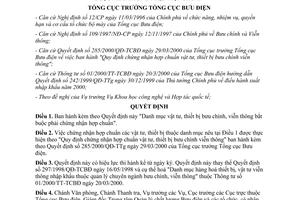 Quyết định 757/2000/QĐ-TCBĐ Danh mục vật tư thiết bị bưu chính viễn thông