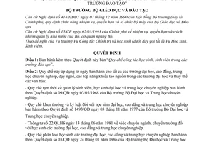 Quyết định 39/2000/QĐ-BGD&ĐT Quy chế công tác học sinh, sinh viên các trường đào tạo