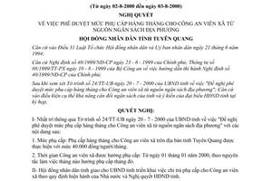 Nghị quyết 23/NQ-HĐND15 năm 2000 mức phụ cấp hàng tháng Công an viên xã Tuyên Quang