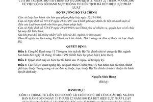 Quyết định 152/2000/QĐ-BTC danh mục Thông tư liên tịch hết hiệu lực pháp luật