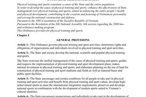 Ordinance No.28/2000/PL-UBTVQH10 of September 25, 2000 on physical training and sports