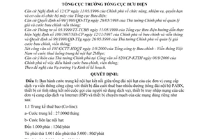 Quyết định 861/2000/QĐ-TCBĐ cước trung kế nội hạt