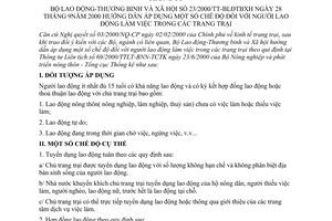 Thông tư 23/2000/TT-BLĐTBXH hướng dẫn áp dụng chế độ người lao động làm việc trong các trang trại