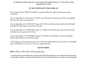 Quyết định 76/2000/QĐ-UB chính sách ưu đãi khuyến khích đầu tư khu công nghiệp Bắc Vinh Nghệ An