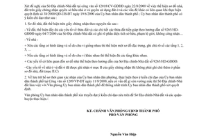 Công văn 1324/VP-ĐT thể hiện sơ đồ nhà, đất trên  giấy chứng nhận quyền sở hữu