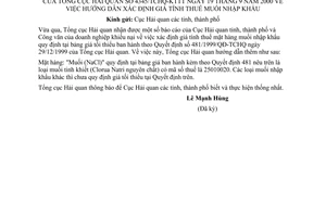 Công văn 4345/TCHQ-KTTT hướng dẫn xác định giá tính thuế muối nhập khẩu