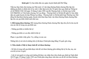 Công văn 1676/LĐTBXH khen thưởng huân chương độc lập cho gia đình liệt sỹ