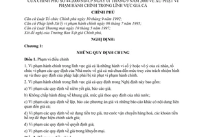 Nghị định 44/2000/NĐ-CP xử phạt vi phạm hành chính trong lĩnh vực giá cá