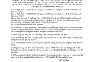 Thông tư 91/2000/TT-BTC miễn thuế GTGT và thuế TNDN trên khâu lưu thông để khuyến khích tiêu thụ sản phẩm nông nghiệp