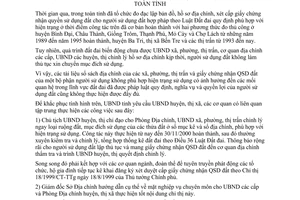 Chỉ thị 15/CT-UB năm 2000 về chỉnh lý tài liệu địa chính với hiện trạng sử dụng đất Bến Tre