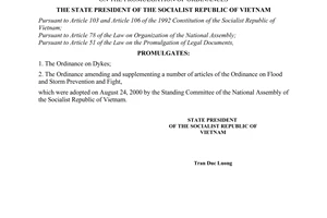 Order No. 09/2000/L-CTN of September 07, 2000 on the promulgation of ordinances