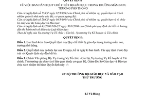 Quyết định 41/2000/QĐ-BGDĐT Quy chế Thiết bị giáo dục trong trường mầm non, trường phổ thông