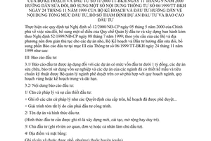 Thông tư 11/2000/TT-BKH nội dung tổng mức đầu tư, hồ sơ thẩm định dự án đầu tư và báo cáo đầu tư