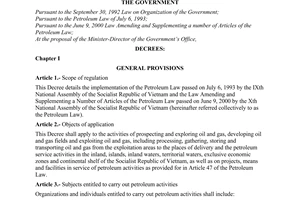 Decree of Government No. 48/2000/ND-CP of September 12, 2000 detailing the implementation of The Petroleum Law