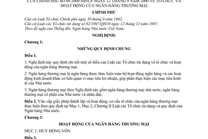 Nghị định 49/2000/NĐ-CP tổ chức và hoạt động của Ngân hàng thương mại