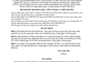 Quyết định 1649/2000/QĐ-BKHCNMT xét duyệt, quyết định xuất,nhập cảnh cán bộ, công chức, nhân viên Bộ Khoa học, Công nghệ  và Môi trường