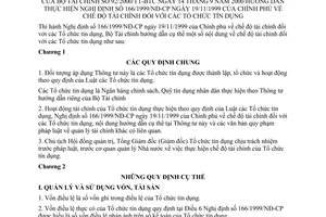 Thông tư 92/2000/TT-BTC chế độ tài chính tổ chức tín dụng do Bộ tài chính ban hành, để hướng dẫn thực hiện Nghị định 166/1999/NĐ-CP