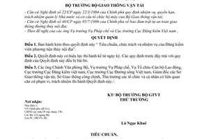 Quyết định 2687/2000/QĐ-BGTVT Tiêu chuẩn, chức trách nhiệm vụ