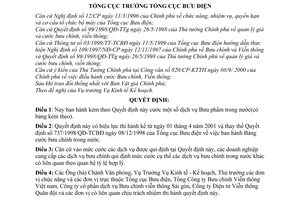 Quyết định 810/2000/QĐ-TCBĐ  cước dịch vụ bưu phẩm trong nước