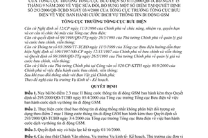 Quyết định 811/2000/QĐ-TCBĐ cước dịch vụ thông tin di động GMS sửa đổi Quyết định 293/2000/QĐ-TCBĐ