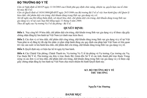 Quyết định 3280/2000/QĐ-BYT 19 hóa chất, chế phẩm diệt côn trùng, diệt khuẩn trong lĩnh vực gia dụng và y tế được cấp giấy chứng nhận lưu hành