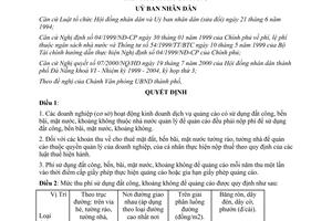 Quyết định 102/2000/QĐ-UB thu tiền sử dụng mặt đất khoảng không để quảng cáo Đà Nẵng