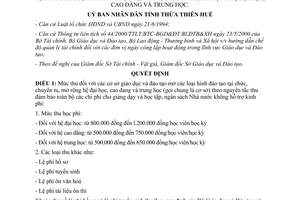 Quyết định 2449/QĐ-UB năm 2000 thu chi cơ sở giáo dục mở đào tạo tại chức chuyên tu