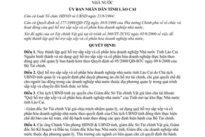 Quyết địng 262/2000/QĐ-UB lập quỹ hỗ trợ sắp xếp cổ phần hóa doanh nghiệp nhà nước Lào Cai