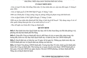 Quyết định 103/2000/QĐ-UBND quy chế tổ chức hoạt động dân phòng xã phường Đà Nẵng 2000