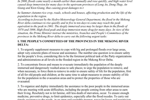 Directive No. 17/2000/CT-TTg of September 20, 2000 on coping with flooding in Mekong River Delta