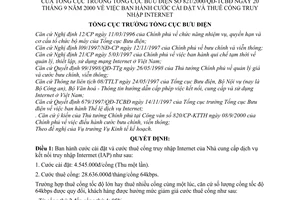 Quyết định 821/2000/QĐ-TCBĐ  cước cài đặt thuê cổng truy nhập Internet