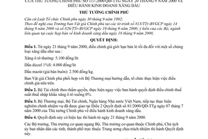 Quyết định 111/2000/QĐ-TTg điều hành kinh doanh xăng dầu