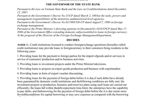 Decision No. 418/2000/QD-NHNN7 of September 21, 2000 providing for subjects entitled to foreign currency loans from creditinstitutions