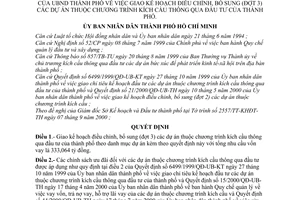 Quyết định 51/2000/QĐ-UB-TH kế hoạch điều chỉnh, bổ sung (đợt 3) dự án thuộc chương trình kích cầu thông qua đầu tư của thành phố