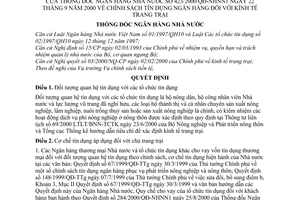 Quyết định 423/2000/QĐ-NHNN1 chính sách tín dụng ngân hàng kinh tế trang trại