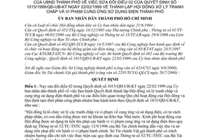 Quyết định 52/2000/QĐ-UB-CNN thành lập Hội đồng xử lý tranh chấp và vi phạm cung ứng sử dụng điện thành phố sửa đổi Quyết định 1015/1999/QĐ-UB-KT