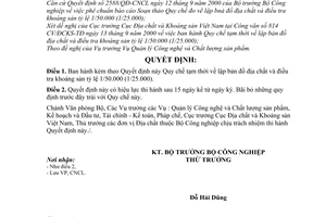 Quyết định 56/2000/QĐ-BCN  Quy chế tạm thời lập bản đồ địa chất và điều tra khoáng sản tỷ lệ 1/50.000 (1/25.000)