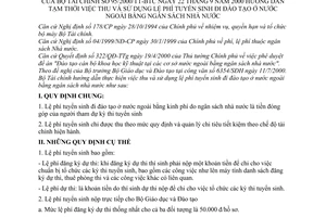 Thông tư 95/2000/TT-BTC hướng dẫn tạm thời việc thu và sử dụng lệ phí tuyển sinh đi đào tạo ở nước ngoài bằng ngân sách Nhà nước