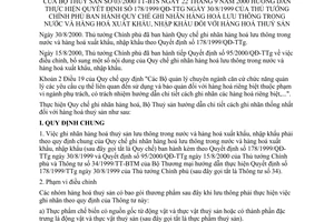 Thông tư 03/2000/TT-BTS Quy chế ghi nhãn hàng hoá lưu thông trong nước và hàng hoá xuất khẩu, nhập khẩu hàng hoá thuỷ sản